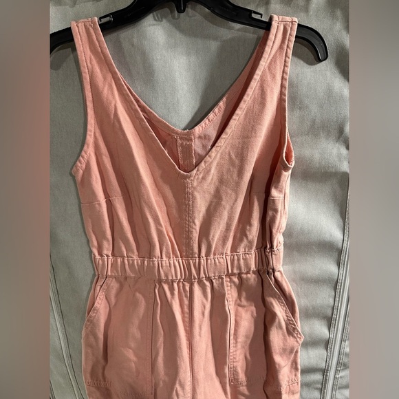 ASOS Denim Jumpsuit V Neck Washed Pink Summer Wide Leg Us Size 4 - Picture 3 of 6